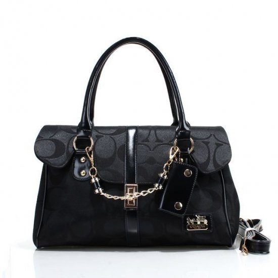 Coach Ring Chain Large Black Satchels FBY | Coach Outlet Canada